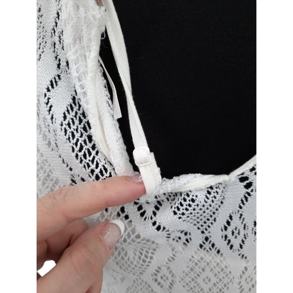 NEW Free People Creamy White Lace Rock Candy Mock Neck Dress M Ruffles Mini - Picture 10 of 12